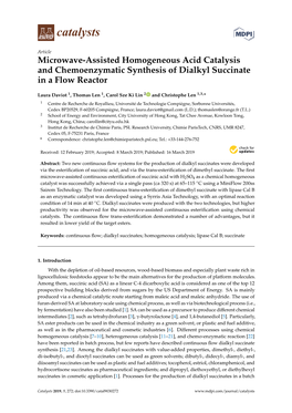 Microwave-Assisted Homogeneous Acid Catalysis and Chemoenzymatic Synthesis of Dialkyl Succinate in a Flow Reactor