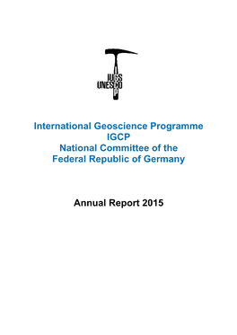 International Geoscience Programme IGCP National Committee of the Federal Republic of Germany