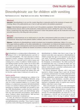 Dimenhydrinate Use for Children with Vomiting