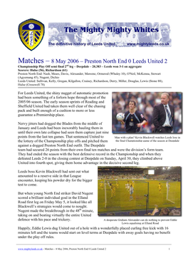 Matches – 8 May 2006 – Preston North End 0 Leeds United 2