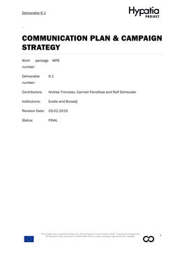 Communication Plan & Campaign Strategy