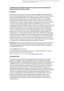 Distribution of Rickettsioses in Oceania: Past Patterns and Implications for the Future