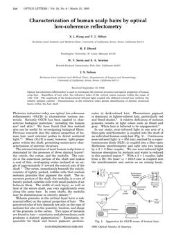 Characterization of Human Scalp Hairs by Optical Low-Coherence Reflectometry