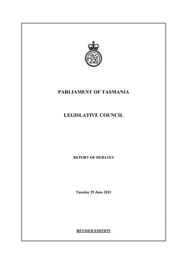 Legislative Council Tuesday 29 June 2021