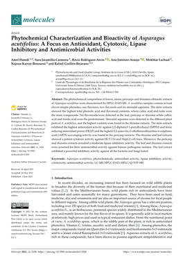 Phytochemical Characterization and Bioactivity of Asparagus Acutifolius: a Focus on Antioxidant, Cytotoxic, Lipase Inhibitory and Antimicrobial Activities