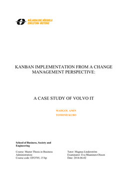 Kanban Implementation from a Change Management Perspective