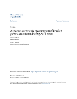 A Spectro-Astrometric Measurement of Brackett Gamma Emission in Herbig Ae/Be Stars Thomas S