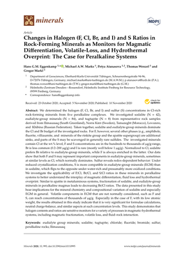 (F, Cl, Br, and I) and S Ratios in Rock-Forming Minerals As