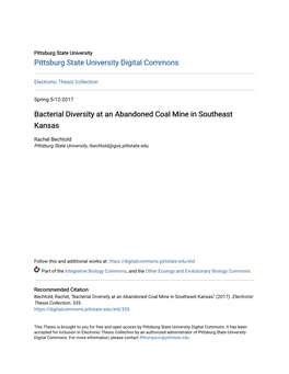 Bacterial Diversity at an Abandoned Coal Mine in Southeast Kansas