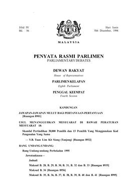 Penyata Rasmi Parlimen Parliamentary Debates