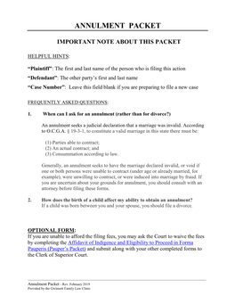 Annulment Packet