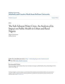 The Sub-Saharan Water Crisis