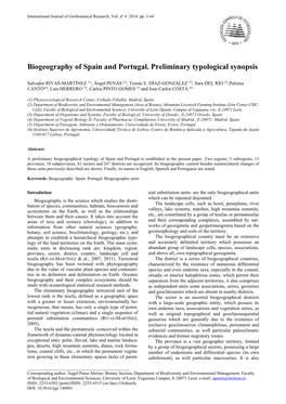 Biogeography of Spain and Portugal. Preliminary Typological Synopsis