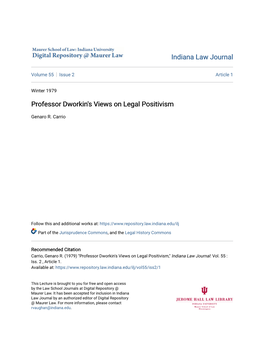 Professor Dworkin's Views on Legal Positivism