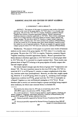 Harmonic Analysis and Centers of Group Algebras