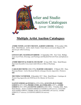 Multiple Artist Auction Catalogues