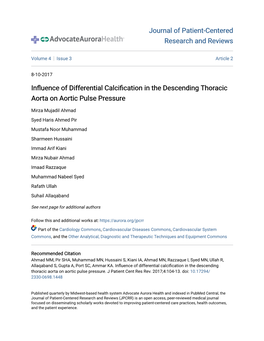 Influence of Differential Calcification in the Descending Thoracic Aorta on Aortic Pulse Pressure