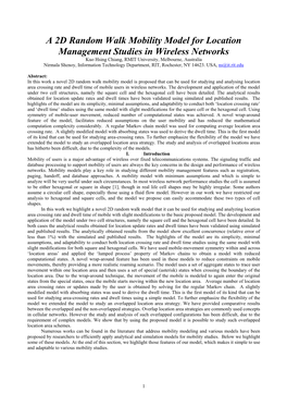 A Random Walk Mobility Model for Location Management in Wireless Networks”, PIMRC 2001, San Diego [16]M Mouly, M