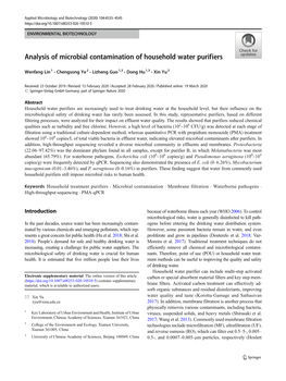 Analysis of Microbial Contamination of Household Water Purifiers