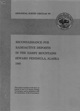 Reconnaissance for Radioactive Deposits in the Darby Mountains Seward Peninsula, Alaska 1948