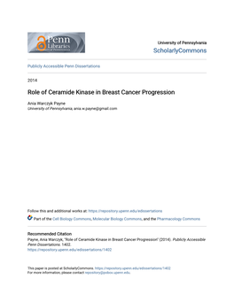 Role of Ceramide Kinase in Breast Cancer Progression