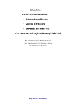 Cenni Storici Sulle Contee Aldobrandesca, Ursinea, Sforzesca Con Ricerche Storico Giuridiche Sugli Usi Civici