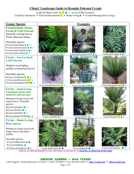 Genus/ Species Examples Ceratozamia--Shade- Loving & Cold-Tolerant Informal, Arching Leaves