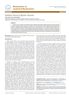 Oxidative Stress in Bipolar Disorder