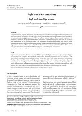 Eagle Syndrome: Case Report