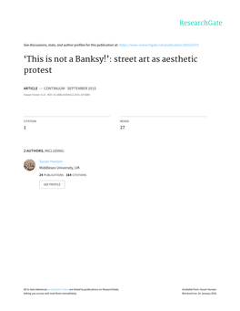 'This Is Not a Banksy!': Street Art As Aesthetic Protest