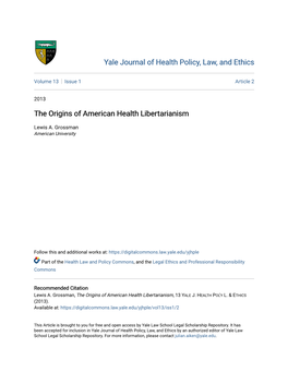 The Origins of American Health Libertarianism