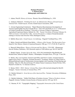 Hualapai Boundaries E. Richard Hart Bibliography and Exhibit List 1