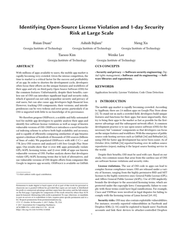 Identifying Open-Source License Violation and 1-Day Security Risk at Large Scale