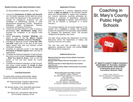 Coaching in St. Mary's County Public High Schools