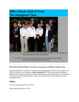 2006 Athletic Hall of Fame the Inaugural Class