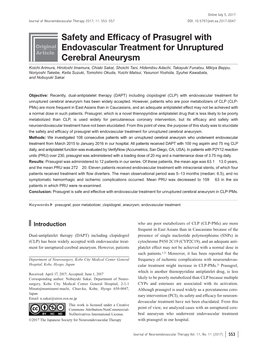 Safety and Efficacy of Prasugrel with Endovascular Treatment for Unruptured Cerebral Aneurysm