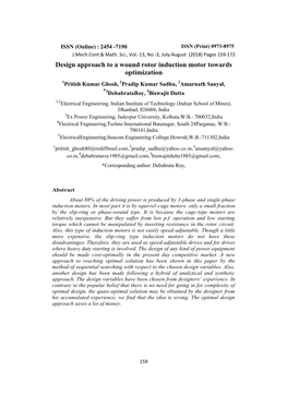 Design Approach to a Wound Rotor Induction Motor Towards Optimization