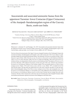 Upper Cretaceous) of the Anaipadi–Saradamangalam Region of the Cauvery Basin, South-East India