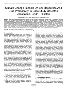 Climate Change Impacts on Soil Resources and Crop Productivity: a Case Study of District Jacobabad, Sindh, Pakistan