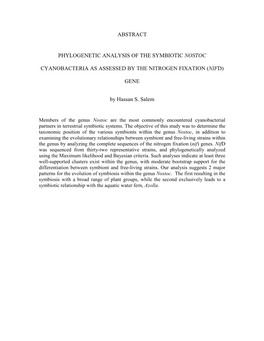 Abstract Phylogenetic Analysis of the Symbiotic