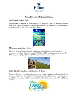 Annual Events, Melbourne Florida Turtle Krawl 5K Run/Walk: the Turtle Krawl 5K Run/Walk Is the Largest 5K Race in Brevard County