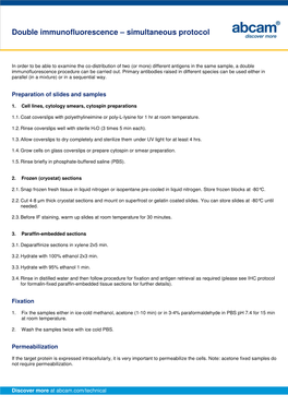 Double Immunofluorescence – Simultaneous Protocol