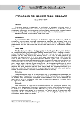 Hydrological Risk in Danube Region in Bulgaria