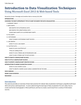 Introduction to Data Visualization Techniques Using Microsoft Excel 2013 & Web-Based Tools