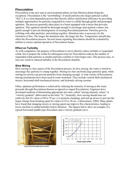 Flocculation Flocculation Is the Next Step in Most Treatment Plants (In-Line Filtration Plants Being the Exception)