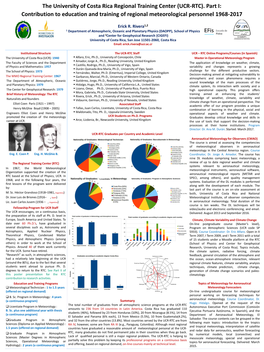 The University of Costa Rica Regional Training Center (UCR-RTC). Part I: Contribution to Education and Training of Regional Meteorological Personnel 1968-2017