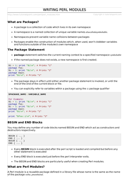 Writing PERL Packages & Modules