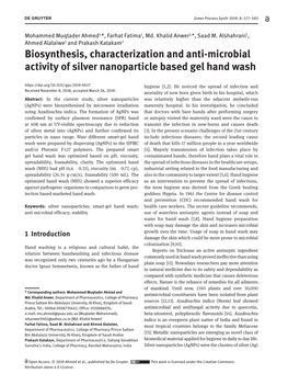 Biosynthesis, Characterization and Anti-Microbial Activity of Silver