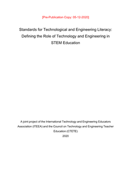 Defining the Role of Technology and Engineering in STEM Education