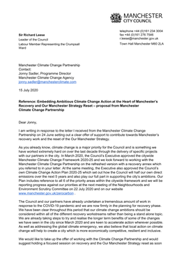 Manchester Climate Change Partnership Contact: Jonny Sadler, Programme Director Manchester Climate Change Agency Jonny.Sadler@Manchesterclimate.Com